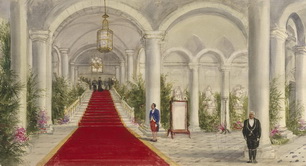 Императорская чета на Главной лестнице замка Компьен